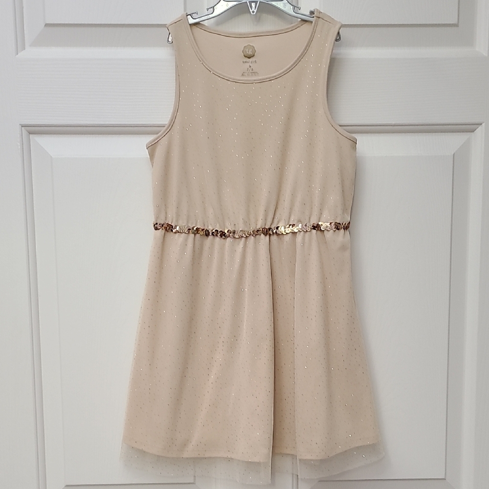 Elegant Cream Kids Dress with Sequin Detail